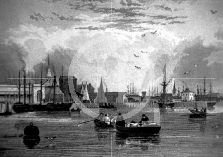 The waterfront from public baths to Salthouse Docks, 1831